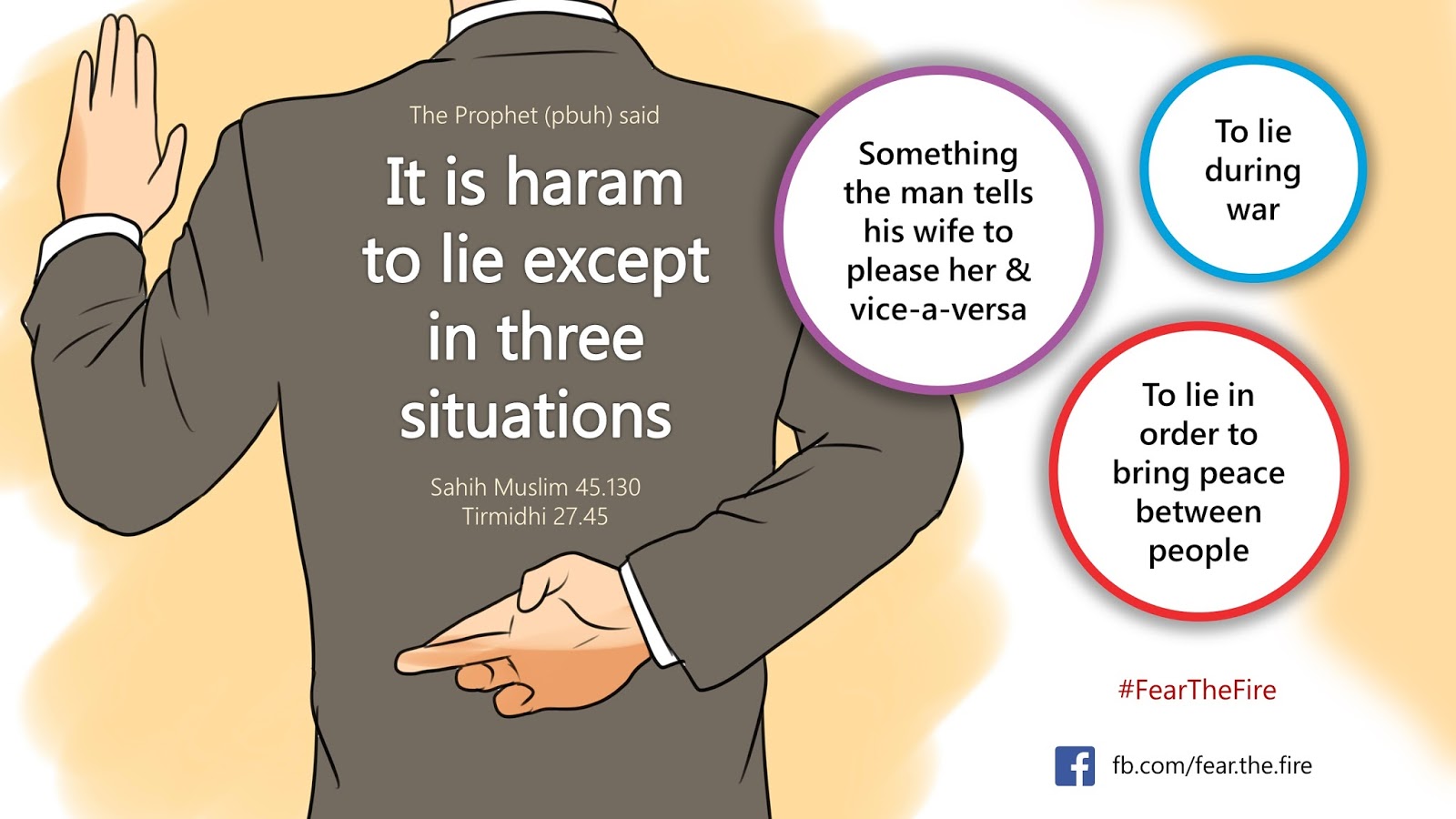 lying is haram except 3 situations